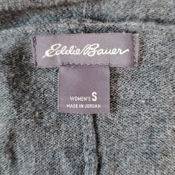 Eddie‎ Bauer Sleeveless Open Kimono Sweater Vest Poncho Shrug Grey Blue Small - Picture 4 of 8